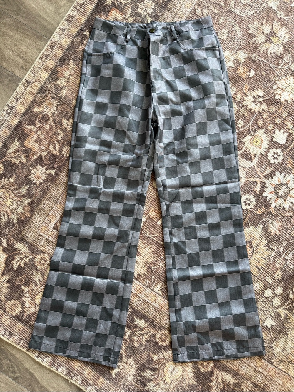 Checkerboard Gray Casual Pants